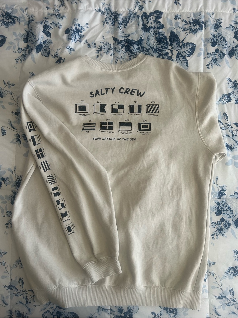 Salty Crew Call Sign Cream Graphic Crewneck Sweatshirt XL